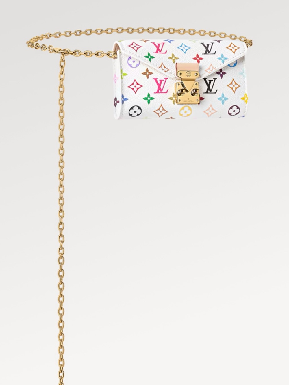 Louis Vuitton MURAKAMI White Multicolor Monogram  with Gold Chain belt bag - Picture 11 of 15
